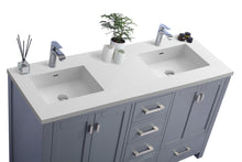 Load image into Gallery viewer, Wilson 60" Grey Double Sink Bathroom Vanity with Countertop