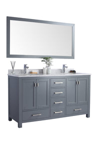 Wilson 60" Grey Double Sink Bathroom Vanity with Countertop