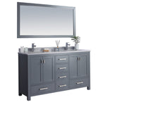 Load image into Gallery viewer, Wilson 60" Grey Double Sink Bathroom Vanity with Countertop