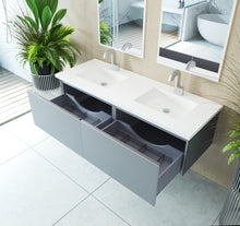 Load image into Gallery viewer, Vitri 60" Fossil Grey Double Sink Bathroom Vanity with VIVA Stone Solid Surface Countertop