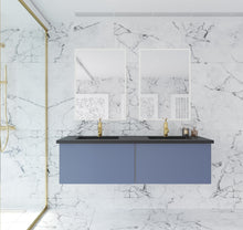 Load image into Gallery viewer, Vitri 60" Nautical Blue Double Sink Bathroom Vanity with VIVA Stone Solid Surface Countertop
