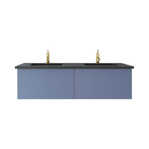 Vitri 60" Nautical Blue Double Sink Bathroom Vanity with VIVA Stone Solid Surface Countertop