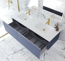 Load image into Gallery viewer, Vitri 60" Nautical Blue Double Sink Bathroom Vanity with VIVA Stone Solid Surface Countertop