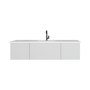 Vitri 66" Cloud White Single Sink Bathroom Vanity with VIVA Stone Solid Surface Countertop