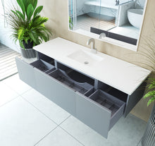 Load image into Gallery viewer, Vitri 66" Fossil Grey Single Sink Bathroom Vanity with VIVA Stone Solid Surface Countertop