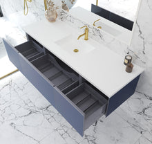 Load image into Gallery viewer, Vitri 66&quot; Nautical Blue Single Sink Bathroom Vanity with VIVA Stone Solid Surface Countertop
