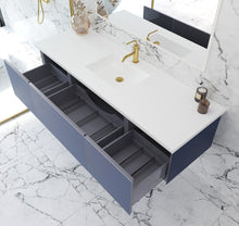 Load image into Gallery viewer, Vitri 66" Nautical Blue Single Sink Bathroom Vanity with VIVA Stone Solid Surface Countertop