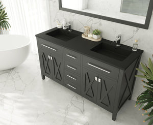 Wimbledon 60" Espresso Double Sink Bathroom Vanity with Countertop