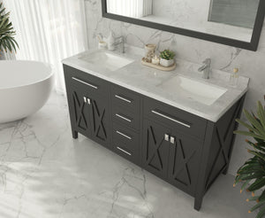 Wimbledon 60" Espresso Double Sink Bathroom Vanity with Countertop