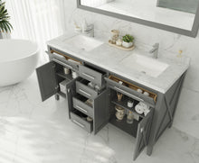 Load image into Gallery viewer, Wimbledon 60" Grey Double Sink Bathroom Vanity with Countertop