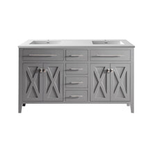 Load image into Gallery viewer, Wimbledon 60" Grey Double Sink Bathroom Vanity with Countertop