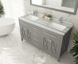 Wimbledon 60" Grey Double Sink Bathroom Vanity with Countertop