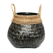 Load image into Gallery viewer, Handwoven Boho Basket by Bizar Bazar - Natural Black I Boho Decor I SPAFAIR