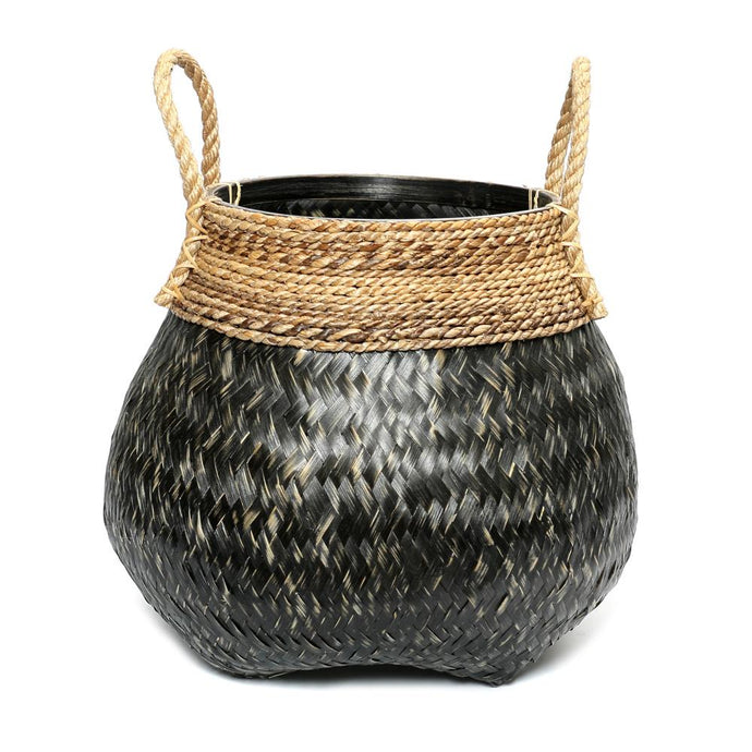 Handwoven Boho Basket by Bizar Bazar - Natural Black I Boho Decor I SPAFAIR
