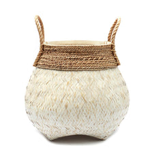 Load image into Gallery viewer, Handwoven Boho Basket by Bizar Bazar - Natural White I Boho Decor  I SPAFAIR