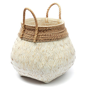 Handwoven Boho Basket by Bizar Bazar - Natural White I Boho Decor  I SPAFAIR