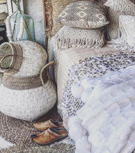 Load image into Gallery viewer, Handwoven Boho Basket by Bizar Bazar - Natural White I Boho Decor  I SPAFAIR