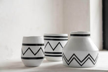 Load image into Gallery viewer, Terracotta Plant Pot I Santorini Planter by Bazar Bizar  - White & Black I SPAFAIR