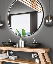 Load image into Gallery viewer, Brilliance Black Finish Round Bathroom Backlit Mirror LED