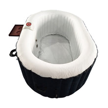 Load image into Gallery viewer, Oval Black & White Inflatable Hot Tub With Drink Tray and Cover - 2 Person - 145 Gallon I SPAFAIR