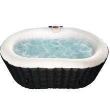 Load image into Gallery viewer, Oval Black &amp; White Inflatable Hot Tub With Drink Tray and Cover - 2 Person - 145 Gallon I SPAFAIR
