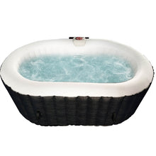 Load image into Gallery viewer, Oval Black & White Inflatable Hot Tub With Drink Tray and Cover - 2 Person - 145 Gallon I SPAFAIR