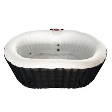 Load image into Gallery viewer, Oval Black & White Inflatable Hot Tub With Drink Tray and Cover - 2 Person - 145 Gallon I SPAFAIR