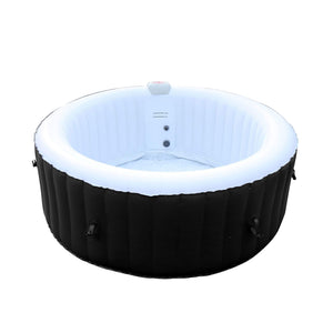 ALEKO Round Inflatable Hot Tub With Cover 2-4 Person - 210 Gallon - Black & White I SPAFAIR