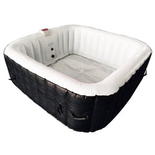 Load image into Gallery viewer, ALEKO Square Inflatable Hot Tub 2-4 Person with Cover I 160 Gallon I Black & White I SPAFAIR