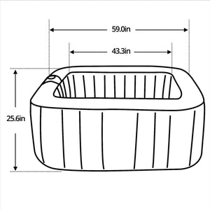 ALEKO Square Inflatable Hot Tub 2-4 Person with Cover I 160 Gallon I Portable Spa I Gray I SPAFAIR