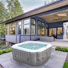 Load image into Gallery viewer, ALEKO Square Inflatable Hot Tub 2-4 Person with Cover I 160 Gallon I Portable Spa I Gray I SPAFAIR