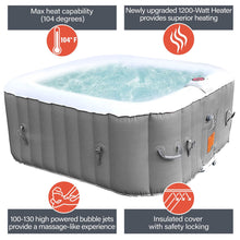 Load image into Gallery viewer, ALEKO Square Inflatable Hot Tub 2-4 Person with Cover I 160 Gallon I Portable Spa I Gray I SPAFAIR