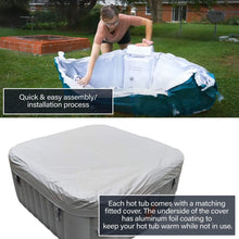 Load image into Gallery viewer, ALEKO Square Inflatable Hot Tub 2-4 Person with Cover I 160 Gallon I Portable Spa I Gray I SPAFAIR