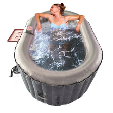 Load image into Gallery viewer, Oval Black Inflatable Hot Tub With Drink Tray and Cover - 2 Person - 145 Gallon