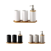 Load image into Gallery viewer, Ceramic Bamboo Bathroom Accessories Set I Toothbrush Holder I SPAFAIR