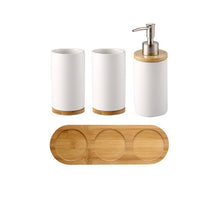 Load image into Gallery viewer, Ceramic Bamboo Bathroom Accessories Set I Toothbrush Holder I SPAFAIR