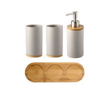 Load image into Gallery viewer, Ceramic Bamboo Bathroom Accessories Set I Toothbrush Holder I SPAFAIR