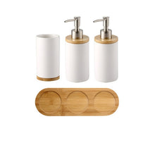 Load image into Gallery viewer, Ceramic Bamboo Bathroom Accessories Set I Toothbrush Holder I SPAFAIR