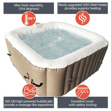 Load image into Gallery viewer, ALEKO Square Inflatable Hot Tub 2-4 Person with Cover I 160 Gallon I Portable Spa I Brown I SPAFAIR