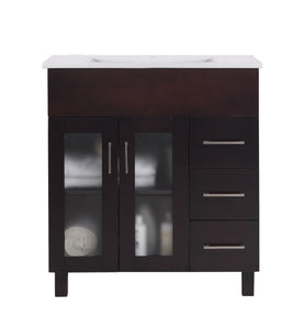 Nova 32" Bathroom Vanity with White Ceramic Basin Countertop