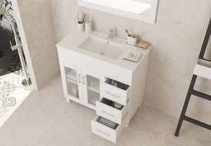Nova 36" Bathroom Vanity with White Ceramic Basin Countertop