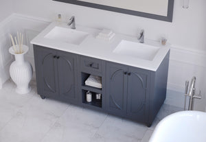 Odyssey 60" Maple Grey Double Sink Bathroom Vanity Countertop