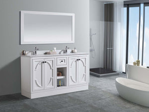 Odyssey 60" White Double Sink Bathroom Vanity with Countertop
