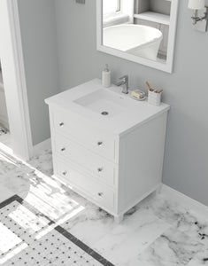 Luna 30" White Bathroom Vanity with Countertop