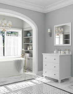 Luna 30" White Bathroom Vanity with Countertop