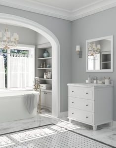 Luna 30" White Bathroom Vanity with Countertop
