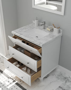 Luna 30" White Bathroom Vanity with Countertop