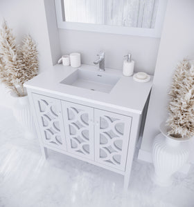 Mediterraneo 36" White Bathroom Vanity with Countertop