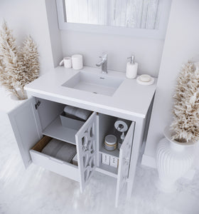 Mediterraneo 36" White Bathroom Vanity with Countertop
