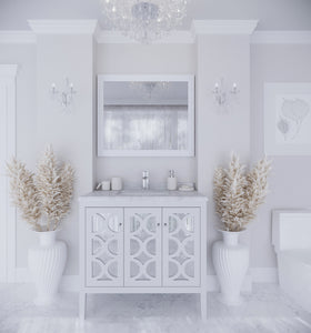 Mediterraneo 36" White Bathroom Vanity with Countertop